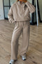 Half Zip Raglan Hoodie Thumbhole Wide Leg Pant Set